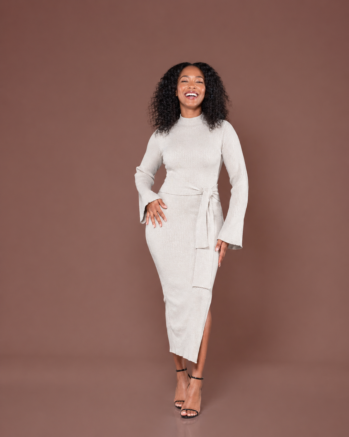 Aura Knitted Dress In Ivory